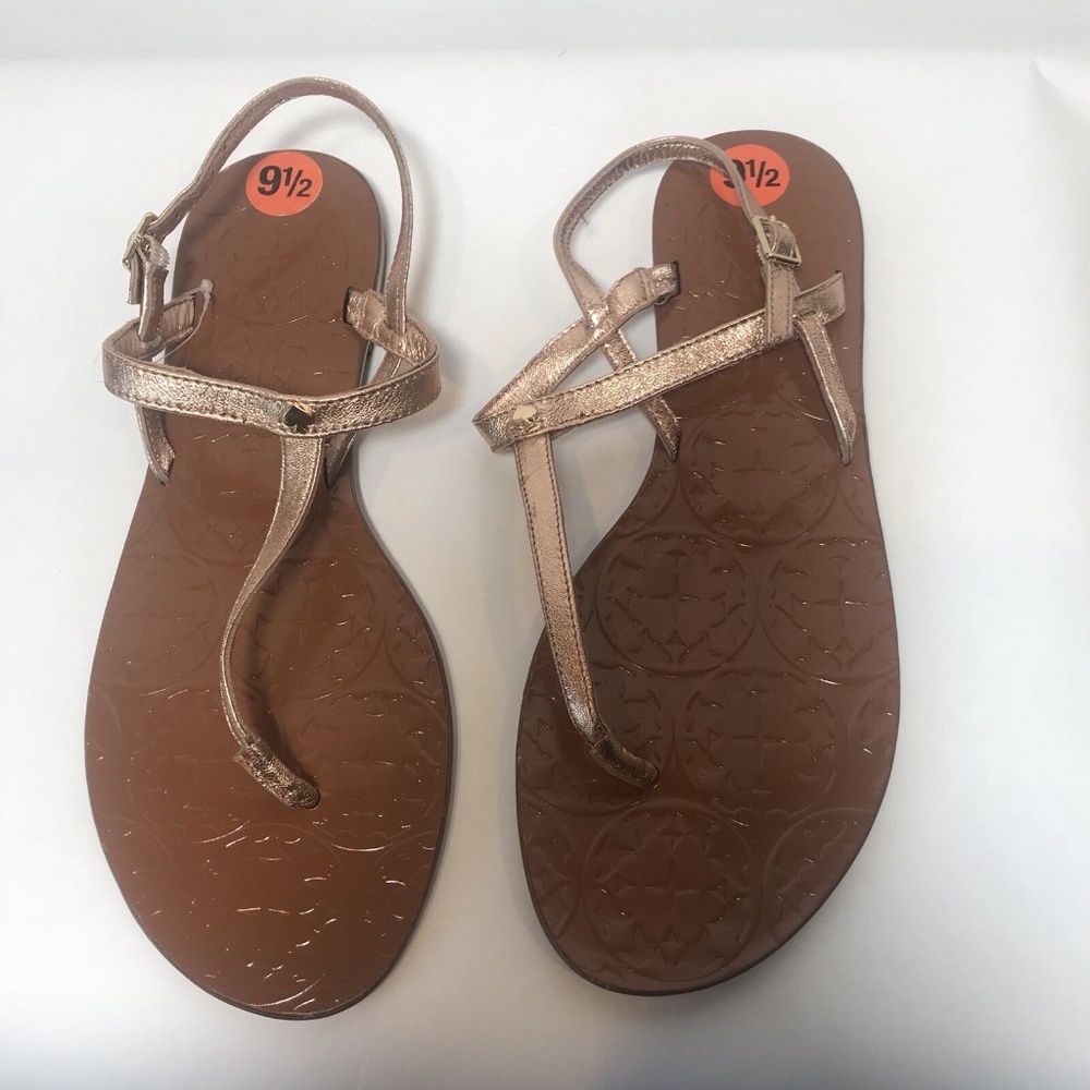 Kate Spade Sandals Rose Gold T-Strap Ankle 9.5